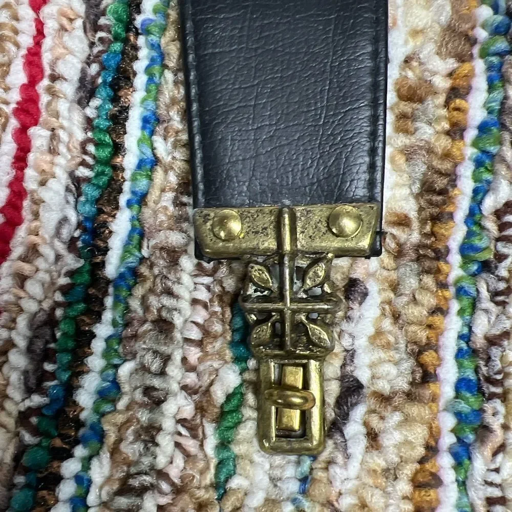 Vintage Sherpa Knit Multicolor Two Black Two Straps Hand Bag Laptop Bag